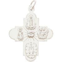 4 Way Catholic Silver Medal or Charm