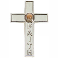 Faith Mustard Seed Silver Cross Pin