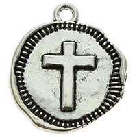 Round Cross Charms, Cross Pendants, Jewelry Charms