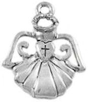 Angel Charm With Cross Silver (Pkg of 12)
