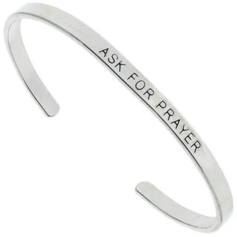 Ask For Prayer Silver Bangle Bracelet