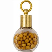 Gold Top Glass Bottle Charms with Mustard Seeds