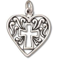 Filigree Heart with Cross Charms (Pkg of 4)