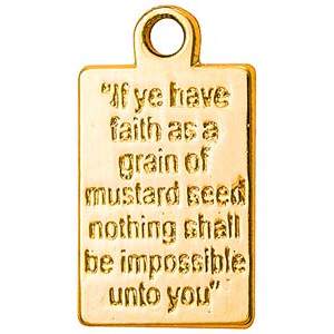 Mustard Seed Prayer Plaque Charm Gold or Silver