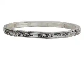 Believe Bangle Bracelet - Silver Bangle Bracelets