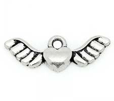 Angel Wings Heart Charms, Wing and Heart Charms (Pkg of 6)