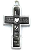 Love Jesus Cross Charm Silver