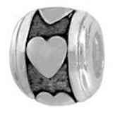 Sterling Silver Hearts on Round Bead (Pandora sized hole)