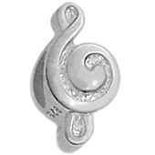 Sterling Silver- Treble Clef Music Note Bead (Pandora sized hole)