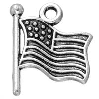 American Flag Charm Silver (Pkg of 12)