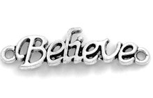 Believe Silver Pewter Connector Charm  Set of 4