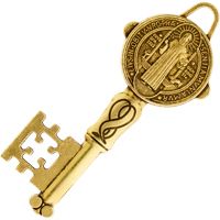 St. Benedict Antique Gold Key Charm