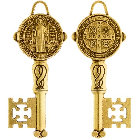 St. Benedict Antique Gold Key Charm Sterling Gifts