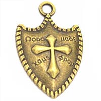 Bronze Shield Cross Charms (Pkg of 12)