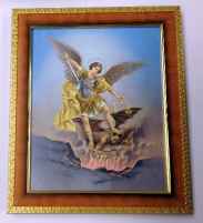 St. Michael Picture in Cherry Frame