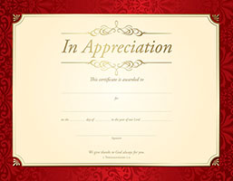 In Appreciation Certificate (Pkg of 6)