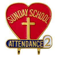 Sunday School Attendance Year 2 Pin Heart & Connectors