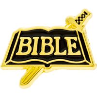 Sword and Bible Lapel Pin Gold