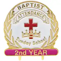 Baptist Cross and Crown Sunday School Pin Year 2