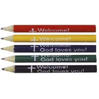 Welcome God Loves You Pew Pencils (Pkg of 144)