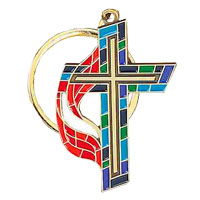 United Methodist Stained Glass Key Ring