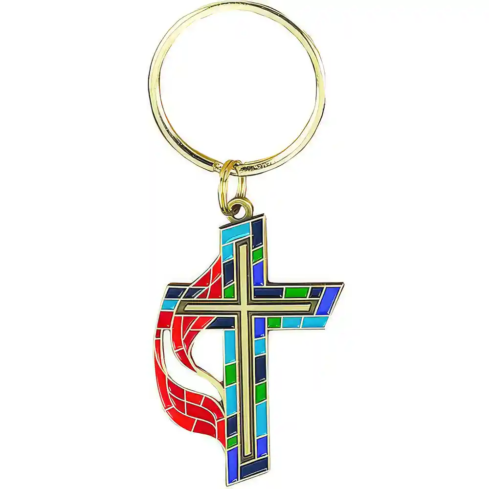 United Methodist Stained Glass Key Chain