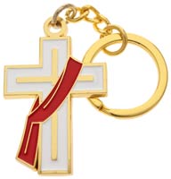 White Deacon Cross Keychain W Stole