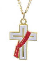 Deacon Cross Necklace Gold, Red Stole