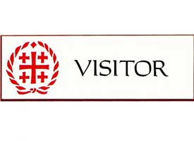 Visitor Badge Pin Jeruselum Cross White