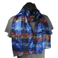 Navy Blue Music Note Scarf