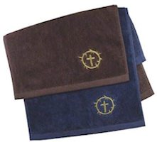 Gold Crown of Thorns & Cross Embroidered Hand Towel, Pastor Towel