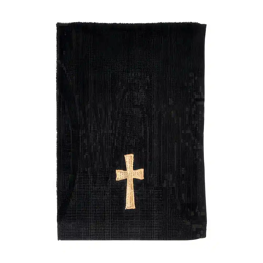 Gold Cross Embroidered Black Hand Towel, Pastor Towel