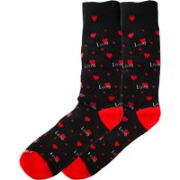 Mens Black Socks with Hearts - Love Socks