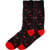 Mens Black Socks with Hearts - Mens Love Socks