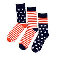 American Flag Socks, Patriotic USA Flag Socks - 3 Pack