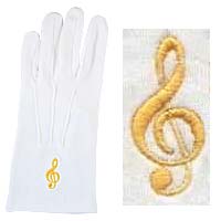 White Gloves with Gold Music Clef