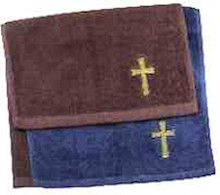 Cross Embroidered Hand Towel, Pastor Towel - Navy or Burgundy