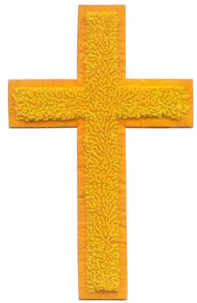 Gold Chenille Cross Patch 6 Inch