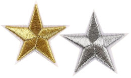 Gold or Silver Embroidered Stars (Pkg of 4)