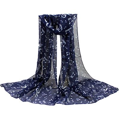 Choir Scarves  Black Chiffon Scarf Musical Notes