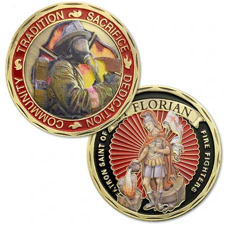 AtSKnSK Saint Florian Volunteer Firefighters Prayer Challenge Coin 
