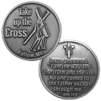 Take Up The Cross, John 14:6 Christian Pocket Token