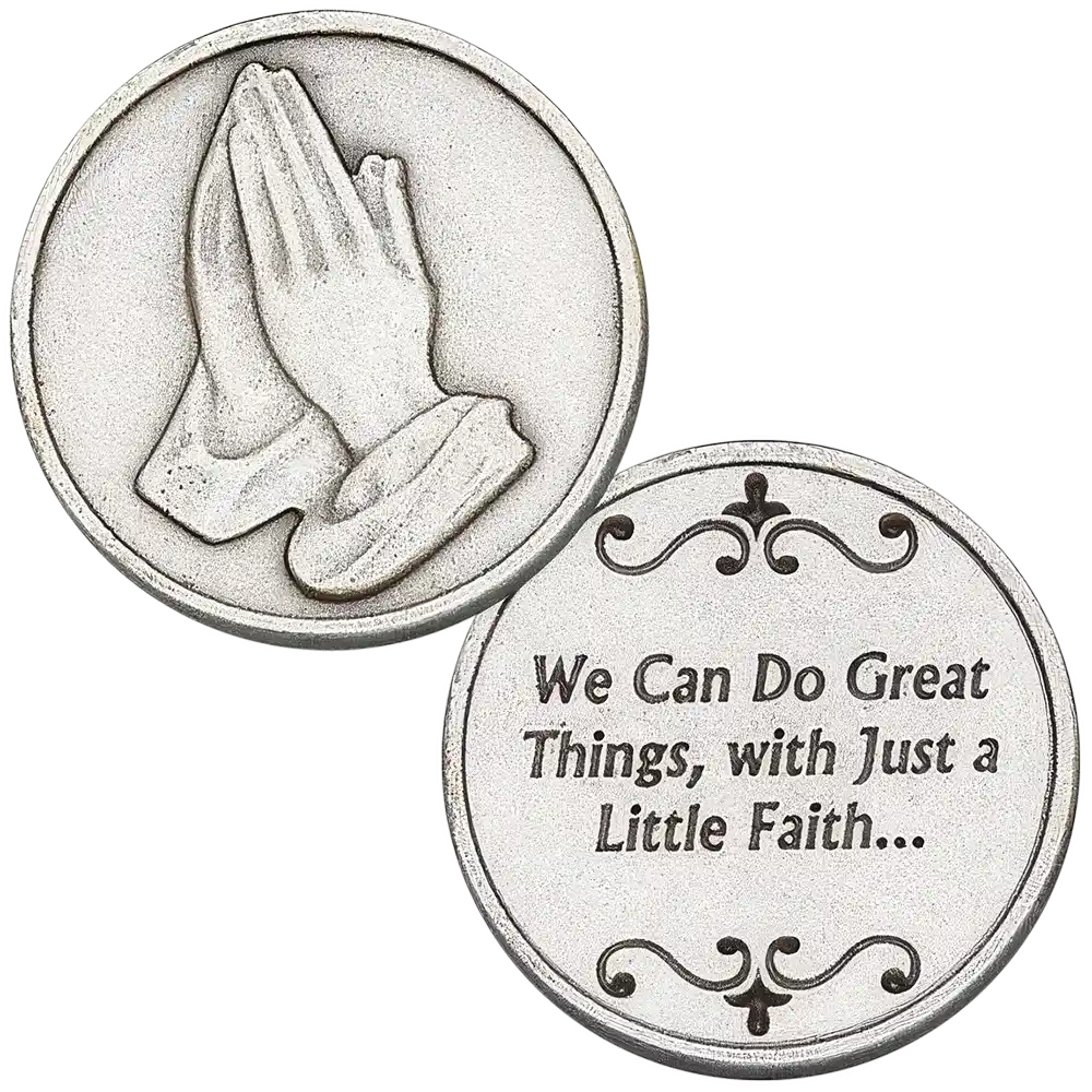 Praying Hands Faith Christian Token - Front and Back