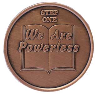 Step One We Are Powerless, AA Recovery Copper Coin