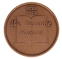 Step Four We Became Honest, AA Recovery Copper Coin