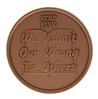 Step Five We Admit Our Wrong to Others, AA Recovery Copper Coin