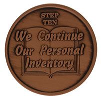 Step Ten We Continue Our Personal Inventory, AA Recovery Copper Coin