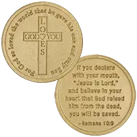 God Loves You, Gold Plastic Coins (Pkg of 50)