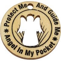 Wood Coins - Angel in My Pocket Protect Me -  Pack of 10