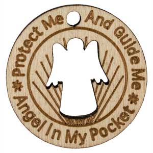 Wood Coins - Angel in My Pocket Protect Me
